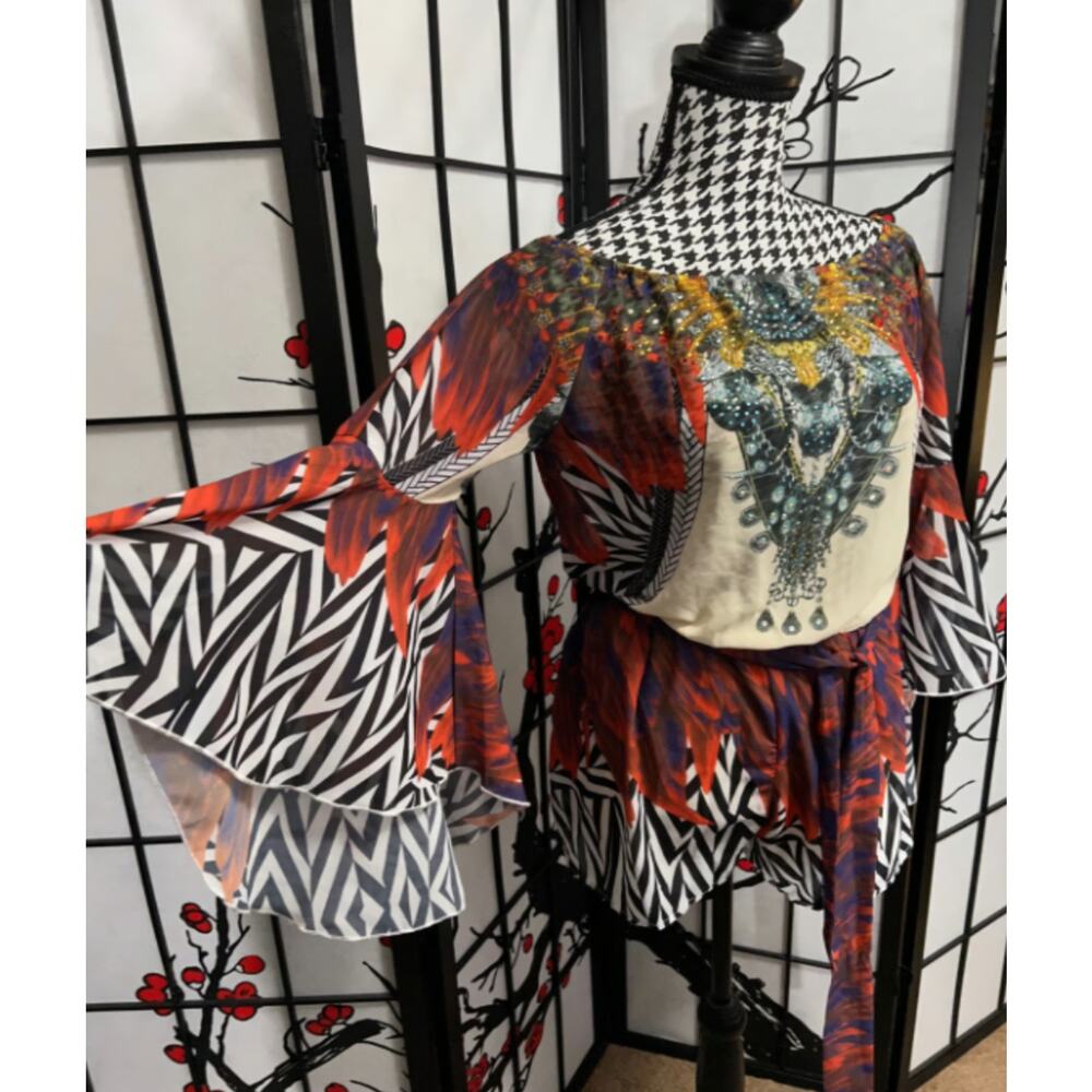 Luxxel Full body pattern piece Hippie 70s Style Size Small Romper
